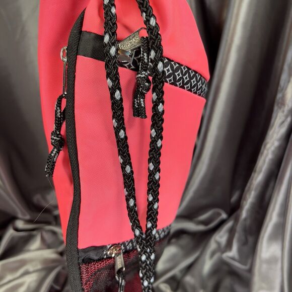 Eastport Sling Drawstring‎ Bag Expandable Parallel Zip Mesh Pink Activewear Yoga - Picture 7 of 16